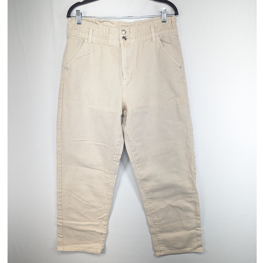 Forever 21 Cream Beige High Waisted Straight Leg Denim Pants Womens Large L